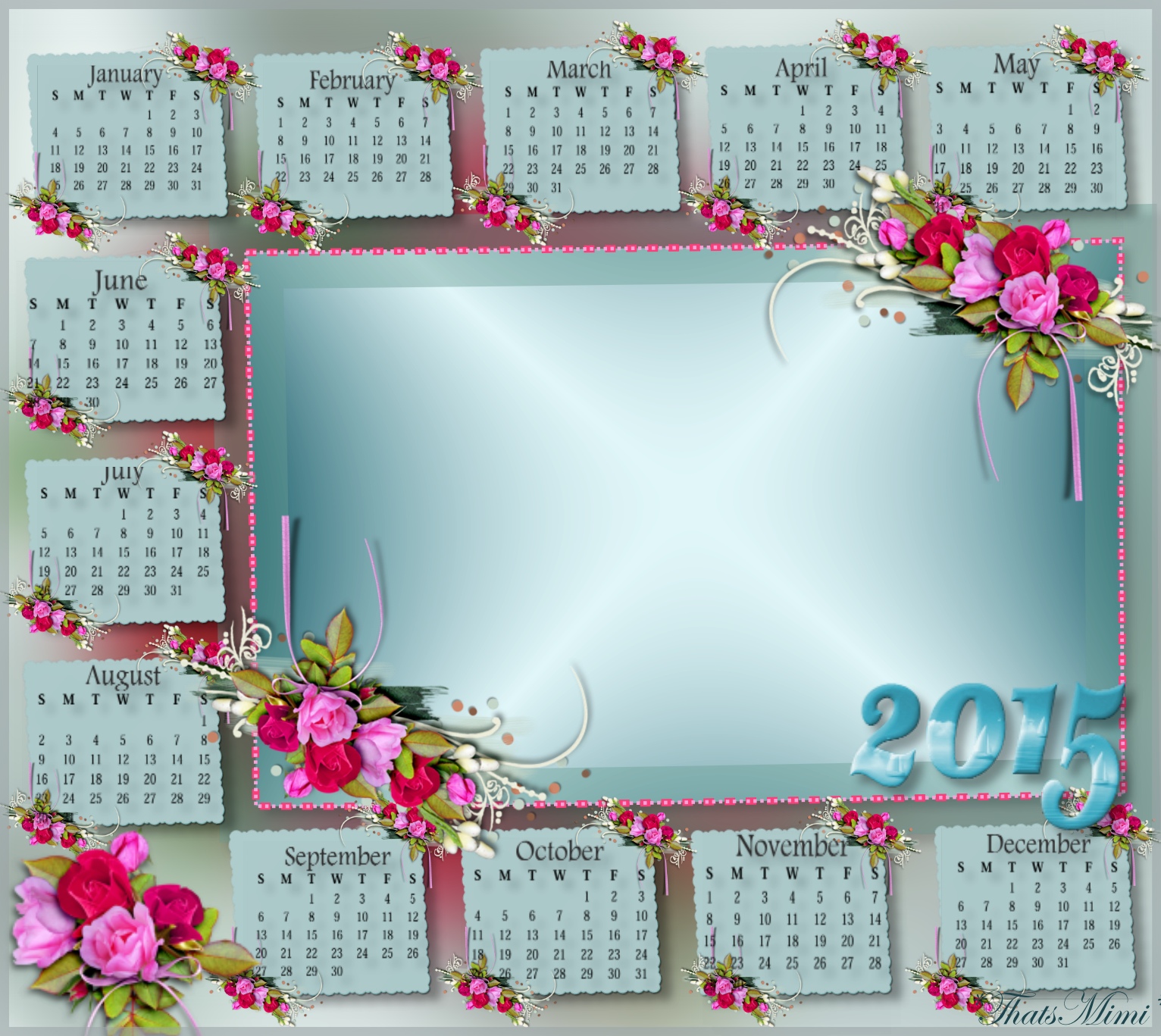ThatsMimi's Calendar Frames 2014 December * 2015 Calendar