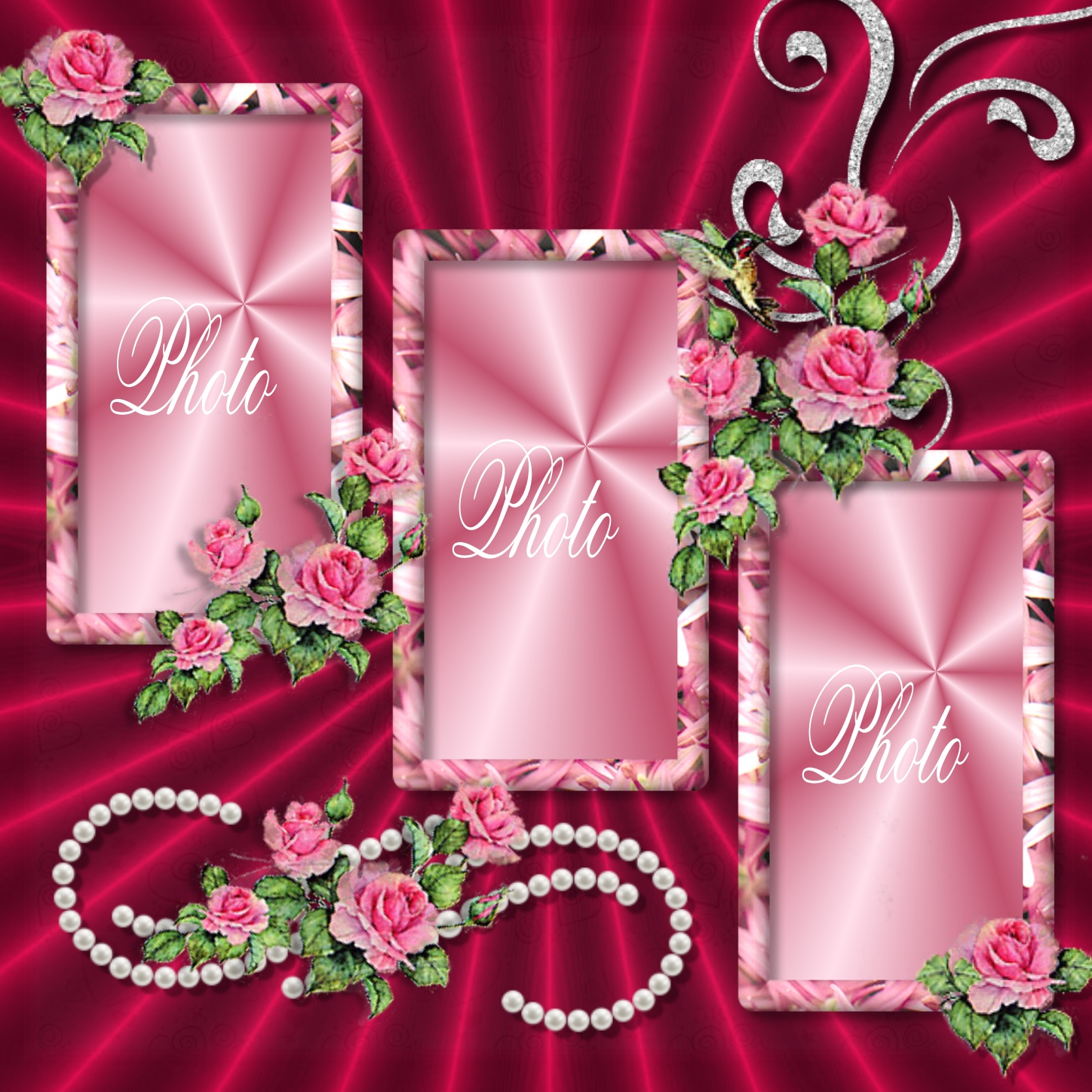 marycarmenkim's ME! Frames 2011 2011 Pink Roses 3 pink frames with pink roses and white