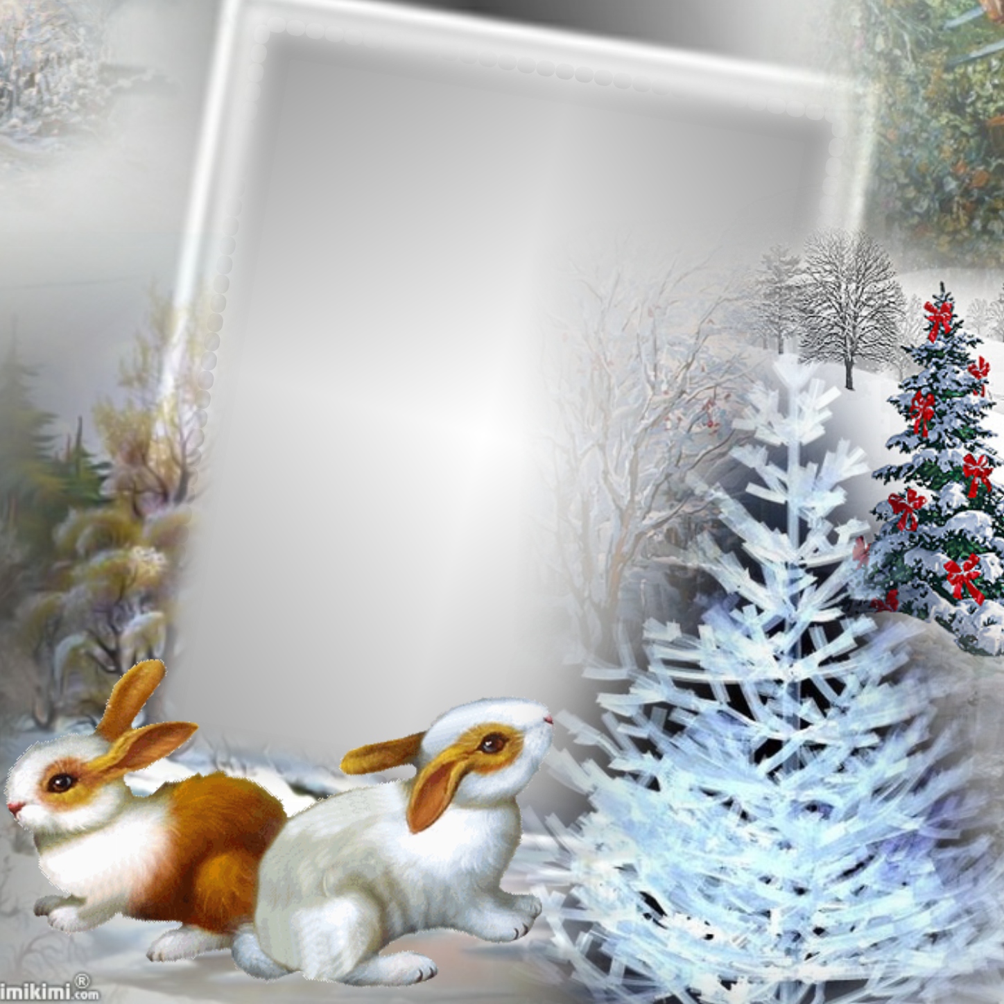 Emily50's Christmas Frame - Rabbits in the snow - Rabbits in the snow ...