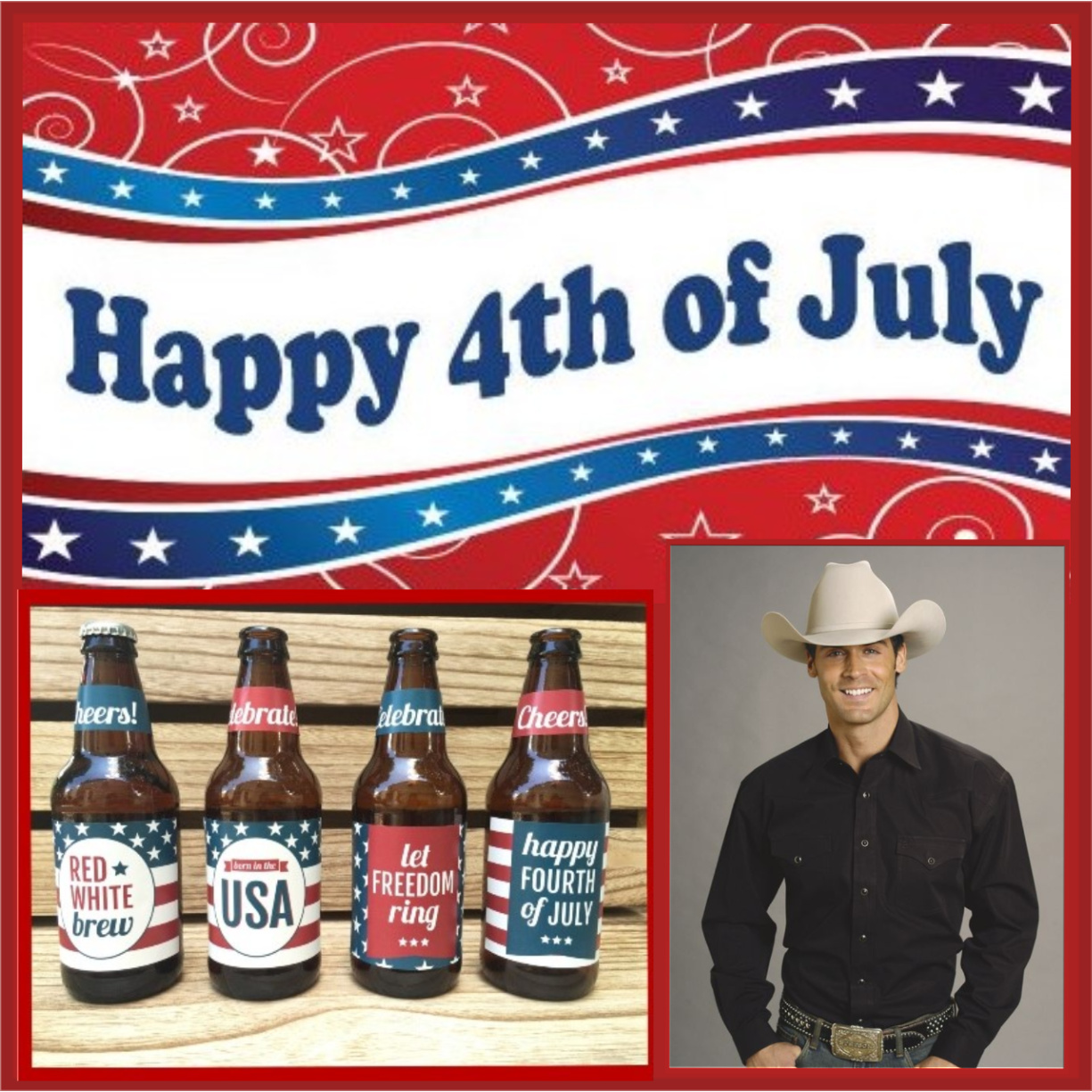 Mmhartley2's Holiday Frames HOLIDAY 4th of July Beer Cowboy Happy
