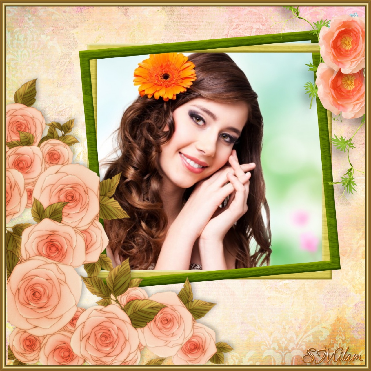 smilam's Picture Frames Frames 2021 Pretty in Peach Flowers Flower