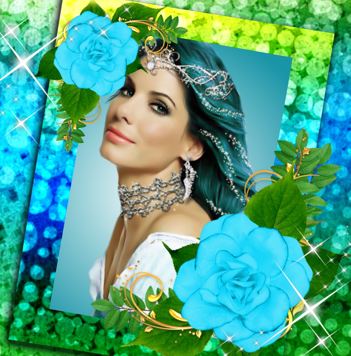 It'sMichelle's Fun Frames 2015 August Teal rose Horror02 fun Frames