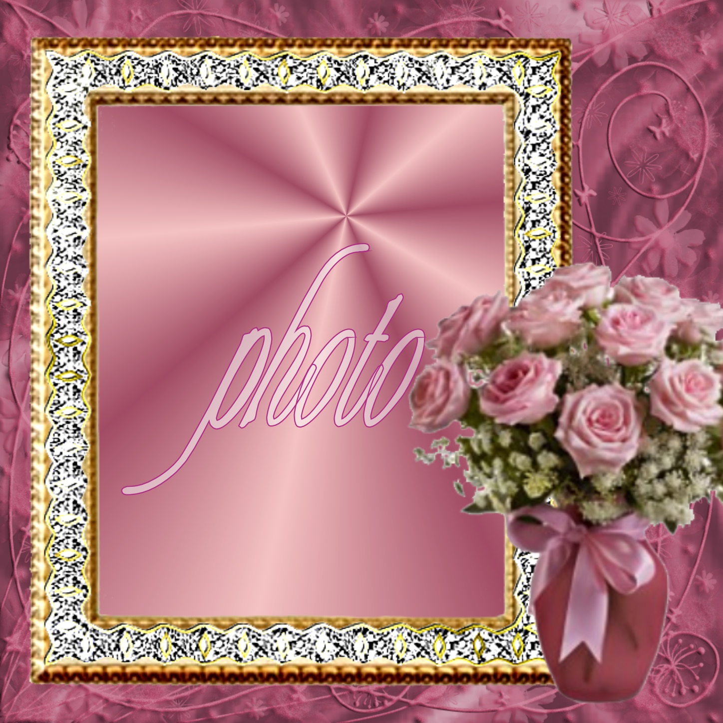 marycarmenkim's Picture Frames 2009 May Gold and diamond frame pink Beautiful gold and